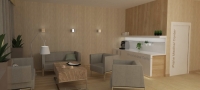Klinika rehabilitacyjna Praha Medical Center w&nbsp;Arabii Saudyjskiej - strefa męska - wnętrze zaprojektowane przez Forbis Group